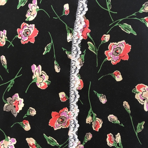Modcloth Black Floral Dress with White Lace - Picture 2 of 3